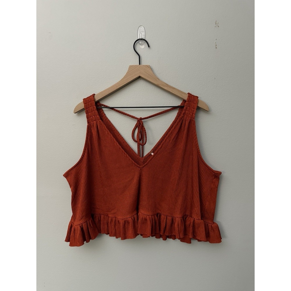 Free People Rust Red Ruffled Crop Tank